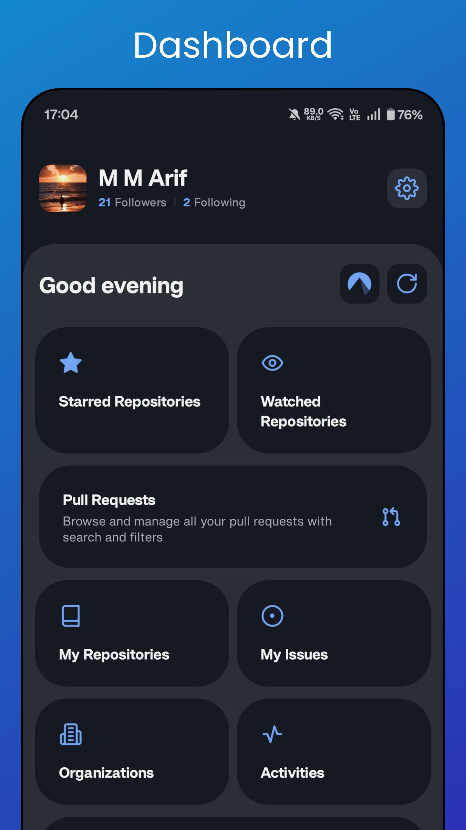 GitNex repositories screen